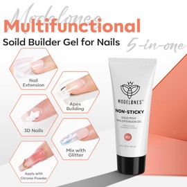 modelones Solid Builder Gel for Nails, Non-Sticky Poly Gel Upgraded Nail Extension Nude Hard Gel for Nails 3D Gel Nail Art Sculpting Gel Molding Gel Beginners-friendly 50g