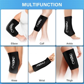 iTHERAU Cold & Hot Therapy Compression Sleeve Gel 2 Packs for Elbow, Calf, Ankle, Knee, Ice Pack Therapy for Sprains, Arthritis, Elbow Pain, Tendonitis - Black, Large