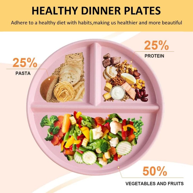 Divided Dinner Plate Sets, 2 Pieces Division Diet Plates with