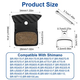 Ceramic Bike Brake Pads with Cooling Fin Bicycle Brake Pad Replacements for SHIMANO XTR M9100 DEORE XT M8100 SLX M7100 DURA-ACE ULTEGRA TIAGRA METREA, Black