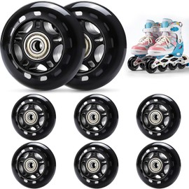 TOBWOLF - Paquete de 8 ruedas de 64 mm/70 mm/76 mm, 82A/84A en línea con rodamiento ABEC-7, ruedas de patinaje para interiores y exteriores, ruedas de patinaje de rodillos, ruedas de equipaje, ruedas de entrenamiento para scooters