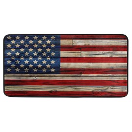 Naanle 4th of July Kitchen Floor Mat Wooden American Flag Non Slip Absorbent Comfort Standing Mat Kitchen Runner Rug for Hallway Entryway Bathroom Living Room Bedroom 39 x 20 Inches