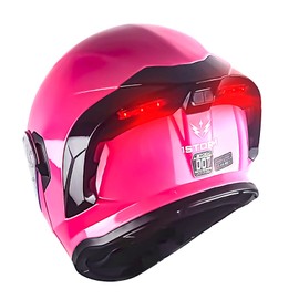 1Storm New Motorcycle Bike Modular Full Face Helmet Dual Visor Sun Shield with Rechargeable LED Tail Light: LED-X90 Glossy Pink