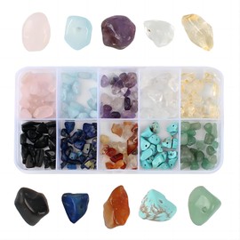Bailinks 300 Pieces Crystal Beads for Jewellery Making, 10 Colors Irregular Crystal Stone Beads, Natural Gemstone Beads Set for DIY Crystal Beads, Necklaces, Bracelet
