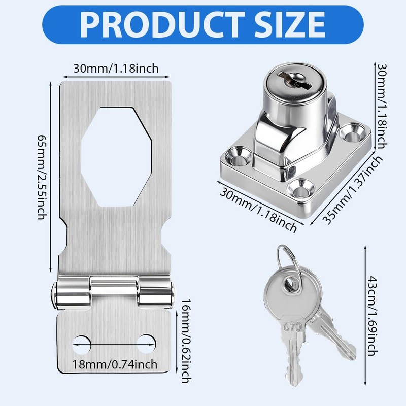 Flintronic Hasp Lockable, Safety Hasp with Screws & Lock, Drawer