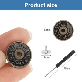 HOTUT Jean Buttons,12Pcs 17mm Button pins for Jeans Buttons for Jeans Replacement Jean Tack Buttons No Sew Metal Buttons, Extender Waistband Extender Jeans Button Reusable and Adjustable