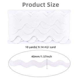 CABODYALS 9.14 m 30 mm White Rag Braids Wave Trim Zigzag Ribbon Bending Fringe Polypropylene Fabric Lace Edge Trim Ribbon for Sewing Crafts Gift Wrapping Wedding Christmas Decoration