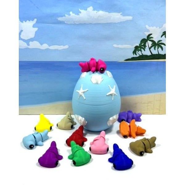 12pcs 3D Printed Baby Hammerhead Sharks, Plastic Ocean Sea Animals