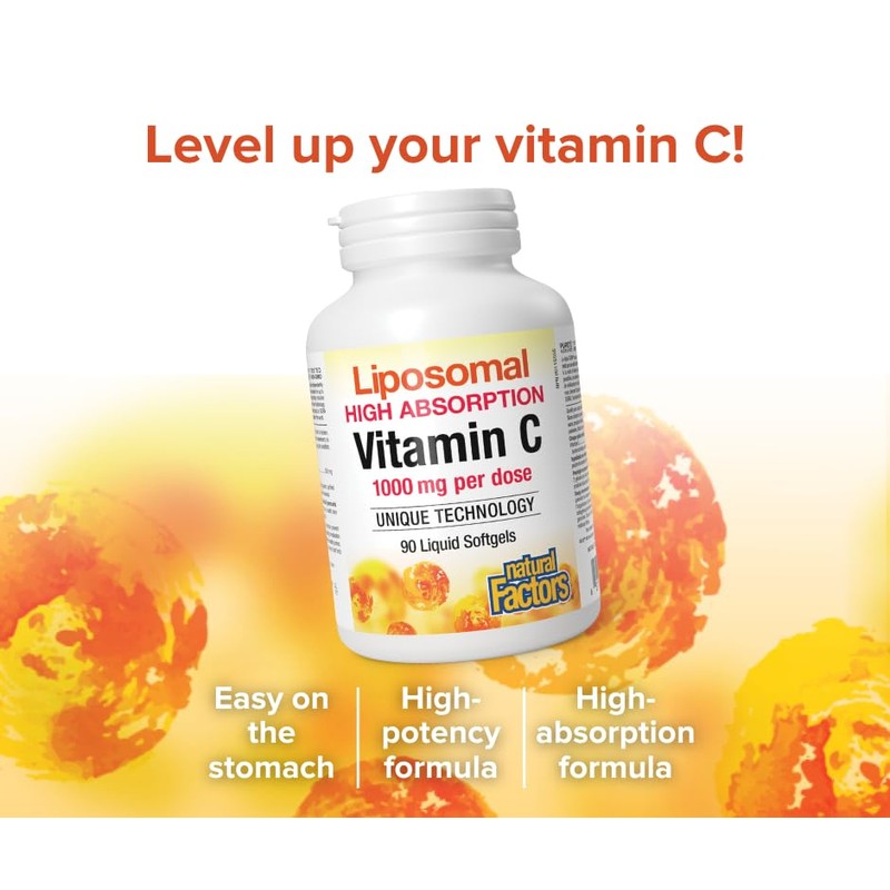 Natural Factors Liposomal Vitamin C, 90 Liquid Softgels, 1000mg per
