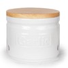 ONTUBE Garlic Keeper with Wooden Lid, Ceramic Garlic Holder Storage,