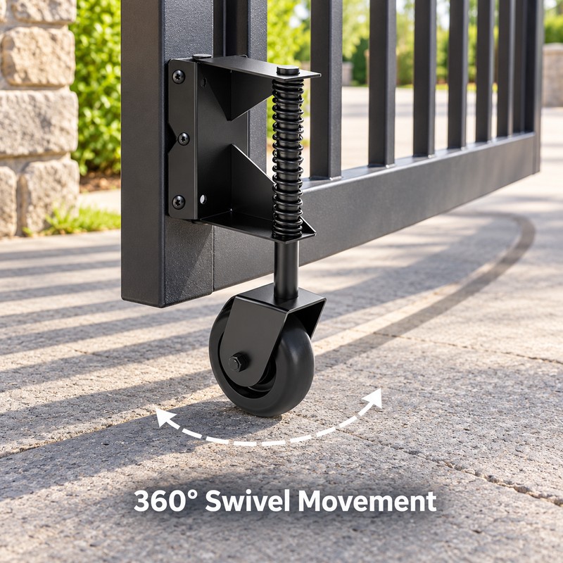 4-Inch Right-Side Spring-Loaded Gate Caster Wheel with 360° Swivel and
