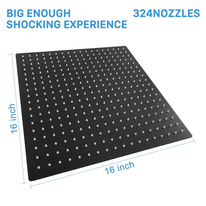 NearMoon Rain Shower Head, High Flow Stainless Steel Square Rainfall