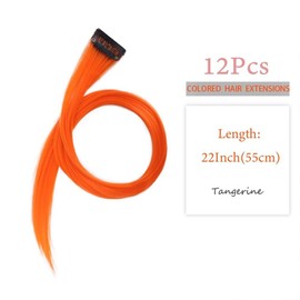 Orange Red Hair Strands for Clip-in 12 Pieces 55 cm Hair Strands for Braids / Braiding Hairstyles Clip in Extensions Individual Strands Colourful Hair Strands Children's Hair Extensions Accessories