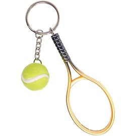 [Plus Nao] プラスナオ キーホルダー キーリング ラケット テニス テニスボール 小物 雑貨 メンズ レディース 男女兼用 学生 部活 かわいい - ゴールド