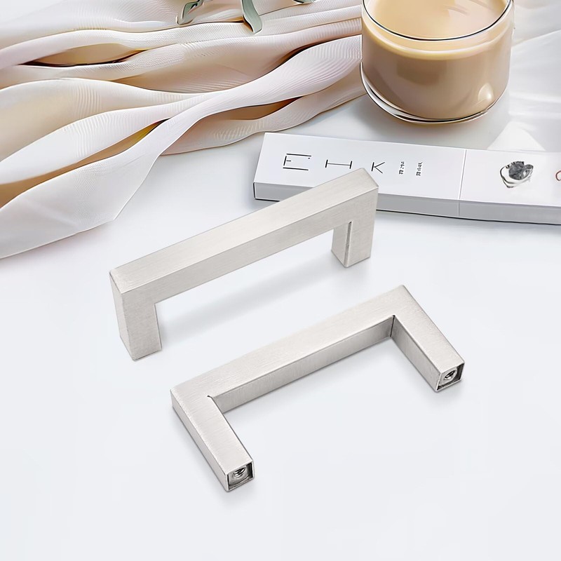 Gobrico 30 Pack Stainless Steel Kitchen Cabinet Handles,Square Satin Nickel