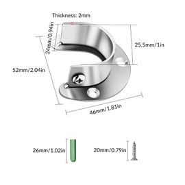 YEYIT 6 Pcs Flange Rod Holder,Closet Rod Holder,U Shaped End Rod Bracket Stainless Steel 25mm Closet Pole Socket for Wardrobe Rod Shower Curtain Rod