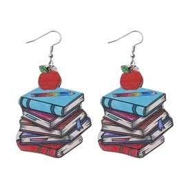 twinkle eye Double Sided Pencil Color Classics Stackable Book Earrings Personality Beginning Librarian Teachers Day Gifts Jewelry for Women
