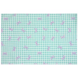 miwaki Placemat, Fabric, Children, Girls, Elementary School, Simple with Name Tag, Made in Japan, Motif, Mint Green, Gingham Check, Purple, Ribbon, ChGR-ribPU, 1 Piece L