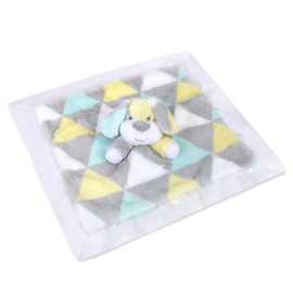 Minky Snuggle Blankets – Animal Character Loveys for Babies (Yellow/Blue)