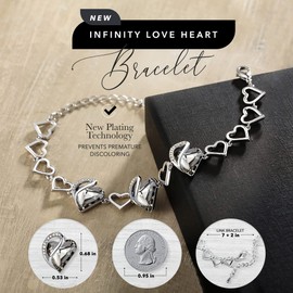 Leafael Infinity Love Heart Bracelet, Birthstone Bracelets For Women with Healing Stones, Allergy-Free Jewellery for Women with Gift Box, Silver-Tone Link Charm Bracelet, 7-inch chain 2-inch Extender