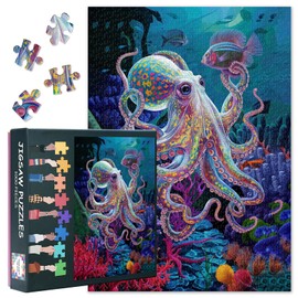 Jigsaw Puzzles for Adults Octopus Puzzles for Adults 1000 Pieces Sea World Jigsaw Puzzle Funny Adult Puzzle Game, Finished Size is 27.5 x 19.7 Inch