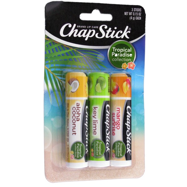 Chapstick Tropical Paradise Collection Lip Care Size .15 Ounce, 3 Sticks