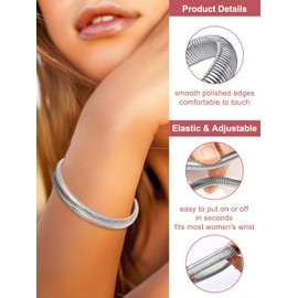 FOCALOOK Stretch Bracelet Women's Bangle Stainless Steel Elastic Bracelet Girls Snake Bangle 10 mm/16 mm/20 mm Wide Choice Snake Bracelet Jewellery Accessory, No gemstones