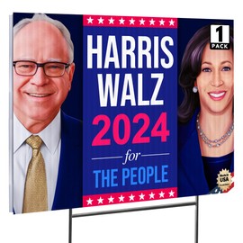 16"x12" 'Harris Walz 2024' Yard Sign with Stakes, Double Sided Political Yard Sign for Democratic Party (Design 8)