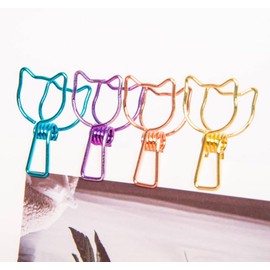 100Pcs Binder Clips Small Assorted Color Paper Clamps for Office Supplies Multicolor Hollowed Cute Cat Shaped Metal Paper Binder Clips for Paperwork
