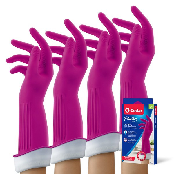 PLAYTEX HandSaver Rubber Gloves for Kitchen and Household Cleaning (4 Pairs), Small