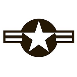 US Air Force Star Vinyl Sticker Decals (Pack of 2) for Car Bumper Window Laptop Tablet Phone (6" x 3.3", Black)