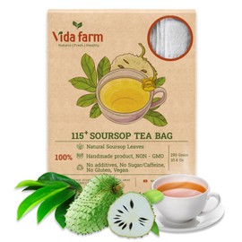 VIDA FARM 115 Soursop Tea Bags, 100% Natural Pure Soursop Graviola Leaves Tea Bags, Pleasant Taste Natural Flavor Caffeine Free, Guanabana Leaves Dried Soursop Leaves Guyabano Tea