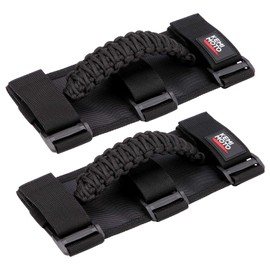 KEMIMOTO Roll Bar Grab Handles for UTV, ATV & SXS - Black Breathable Paracord Enhanced Hand Grips, 2Pack, Fits 1.5" to 2" Roll Bars, Compatible with Polaris RZR, Can-Am X3, Talon, Kawasaki Teryx