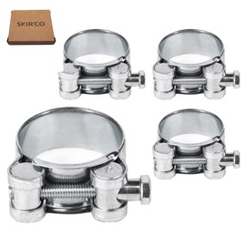 SKIR'CO (Pack of 4) Reinforced Hose Clamps 26-28mm Galvanized Steel Adjustable Pipes and Pipe Clamp (Pack of 4)