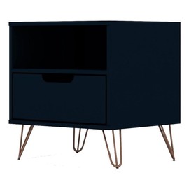 Manhattan Comfort Rockefeller Engineered Wood Nightstand in Midnight Blue