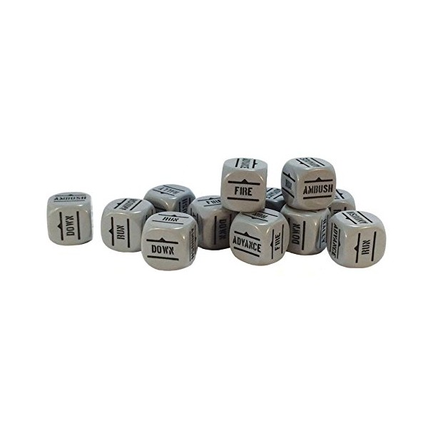 Grey Pack Of 12 Bolt Action Orders Dice