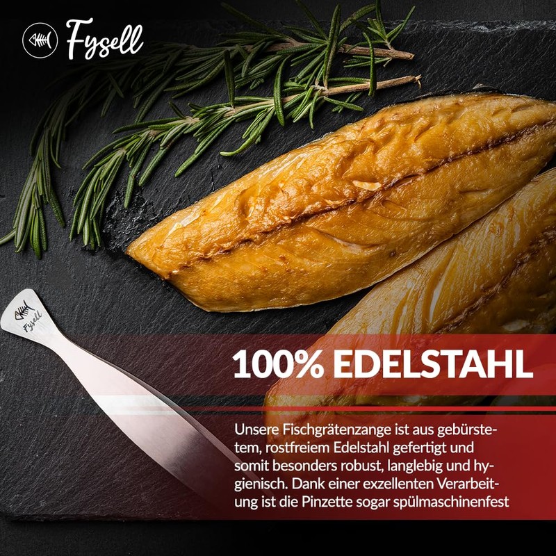 Fysell Brushed Stainless Steel Fish Bone Tongs - Straight Head