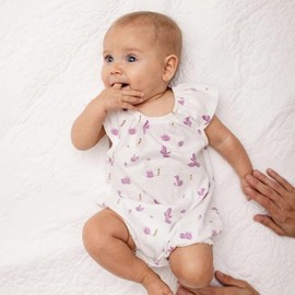 Burt's Bees Baby Girls Bubble Romper, 100% Organic Cotton One-piece Shortall and Layette Girl Outfit