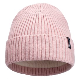 Ocatoma Beanie for Men Women Winter Cuffed Hat with Warm Lining Soft Ski Hat Unisex Cap Gifts for Men Women Pink