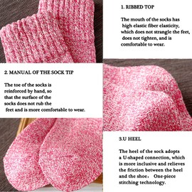 JUNAN 5Pairs Ladies thermal Winter socks, Womens Thick Knitting Warm & comfy Wool Crew Vintage Style Sock