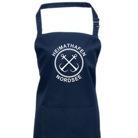 Shirtinstyle Apron Bib Apron Home Harbour Anchor North Sea, navy, 72 x 86 cm