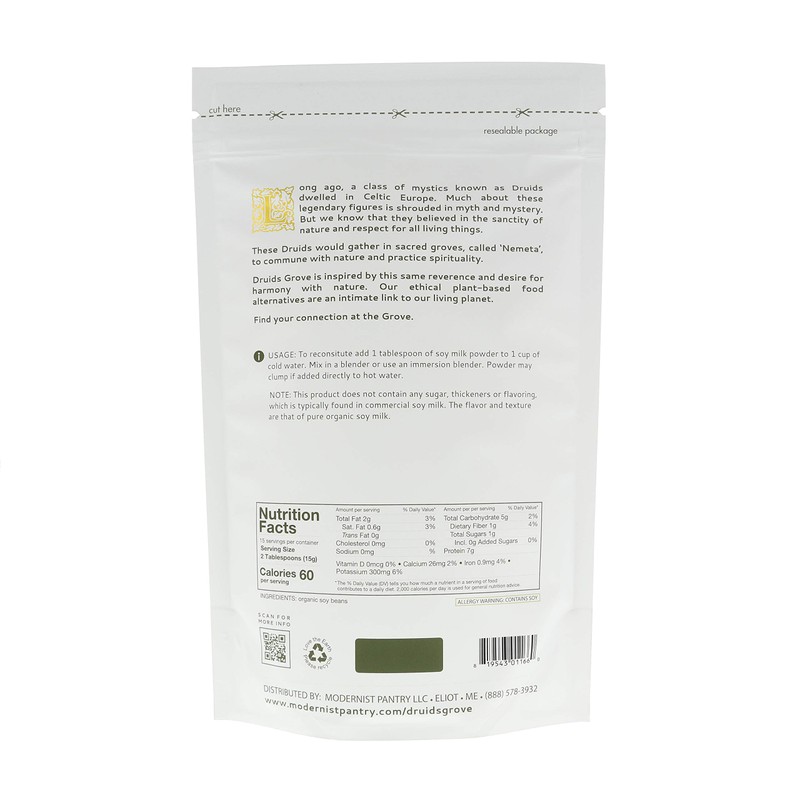 Druids Grove Soy Milk Powder Vegan ⊘ Non-GMO Gluten-Free OU