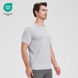 netdraw Men's Bamboo Viscose Athletic Shirt Lightwieht Cooling Moisture Wicking Workout Running Hiking Fitness T-Shirt, Platinum, Large