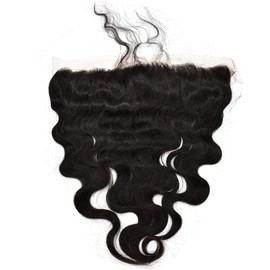 13x4 Lace Frontal Closure 100% Unprocessed Brazilian Straight Human Hair Transparent Lace Frontal Closure Ear To Ear Real Human Hair Bady Wave Front Closures (Body Wave Hair-Natural Black, 14’‘)