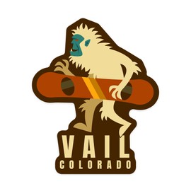 Die Cut Sticker Vail, Colorado, Geometric, Yeti Snowboarding, Vinyl Sticker 3 to 6 inches, (Waterproof Decal for Cars, Water Bottles, Laptops, Coolers), Large