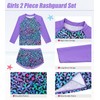 ACOCOPY Rash Guard Sets for Girls Long Sleeve Purple Leopard