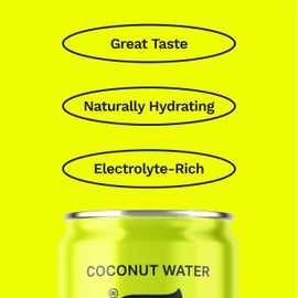 Coaqua Coconut Water, 24 Pack, Natural Electrolytes for Hydration, Naturally Sweet Electrolyte Drink Potassium, Pure Coconut Water Not from Concentrate, Fat Free, Low Sugar, 8.4 Fl Oz Cans