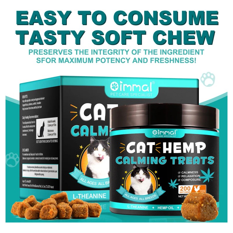 Premios Calmantes Para Gato Sabor Pollo (200 Pzs) Oimmal