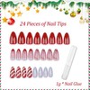 Christmas Stick on Nails - 24PCS Red French Tip False