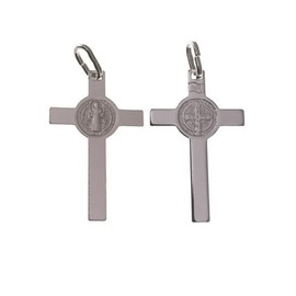 Minoplata 925 Sterling Silver Cross of Saint Benedict Pendant 28mm x 17mm 28mm x 17mm Sterling Silver No Gemstone, Sterling Silver, No Gemstone